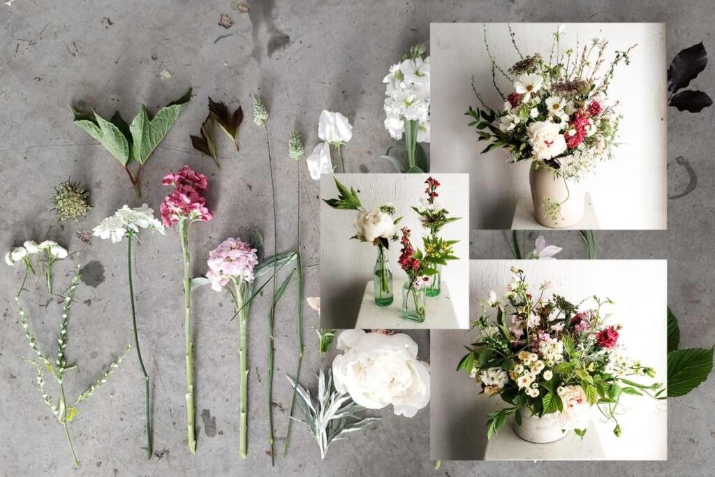 A picture showing choices of what you could do with DIY flowers, bottles and or bouquets.